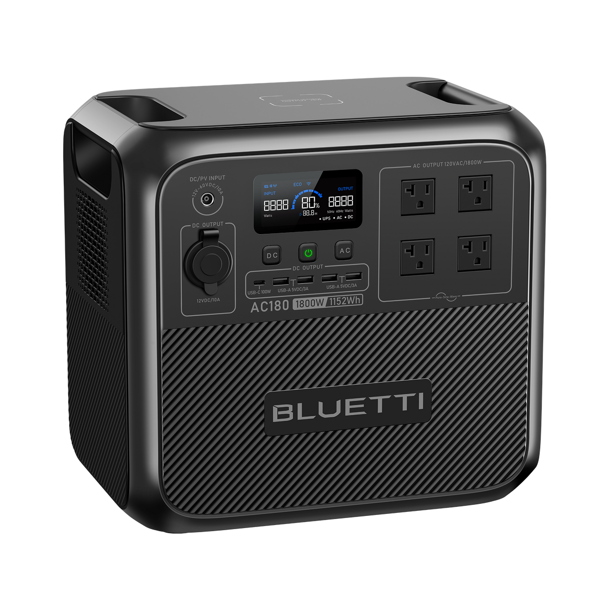 BLUETTI AC180 Solar Portable Power Station | 1,800W 1,152Wh