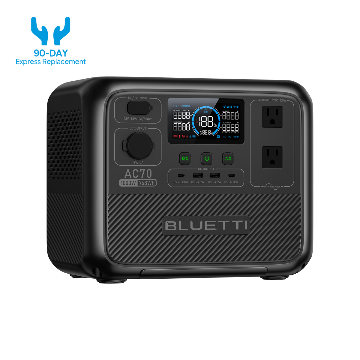 BLUETTI AC70 Portable Power Station | 1,000W, 768Wh