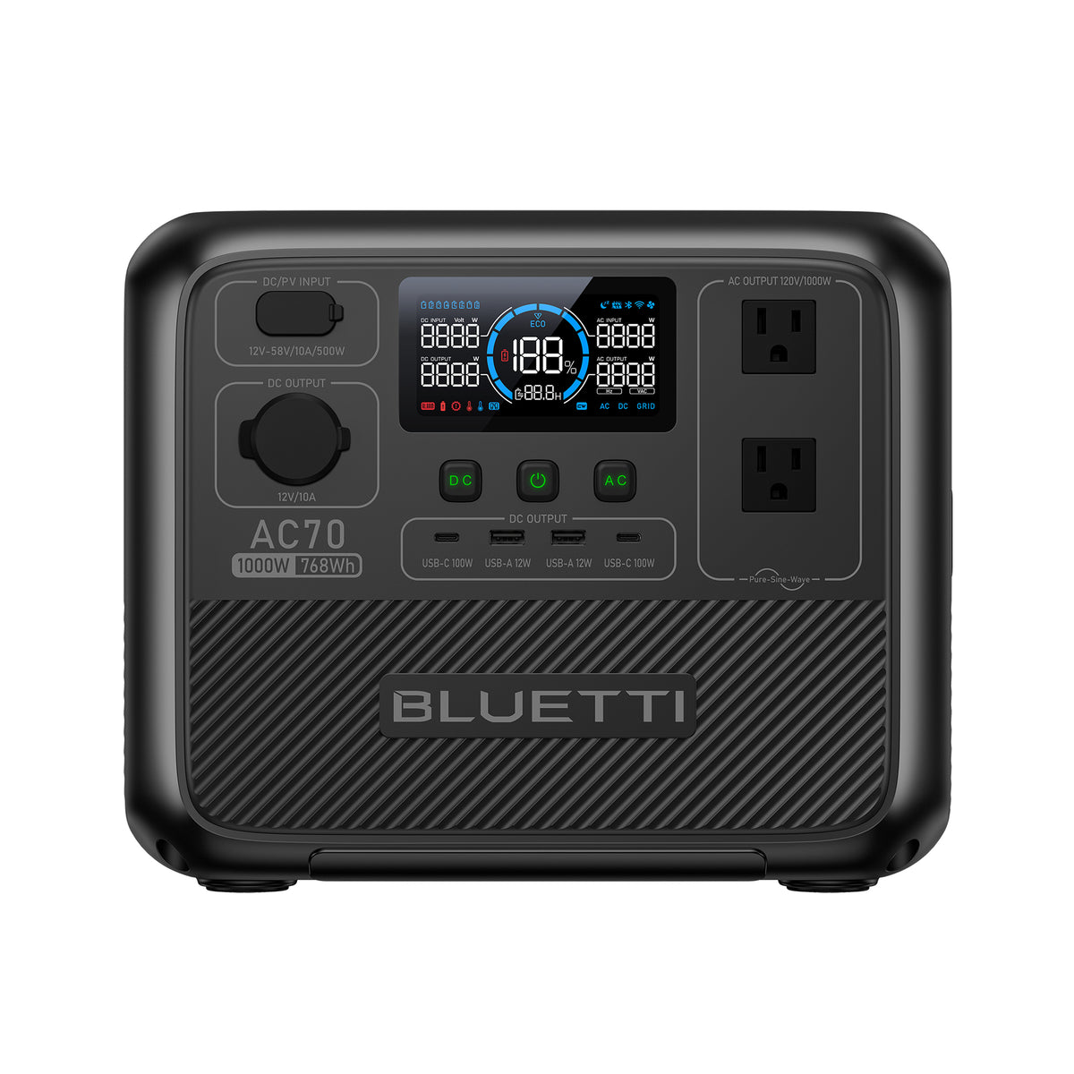 BLUETTI AC70 Portable Power Station | 1,000W, 768Wh