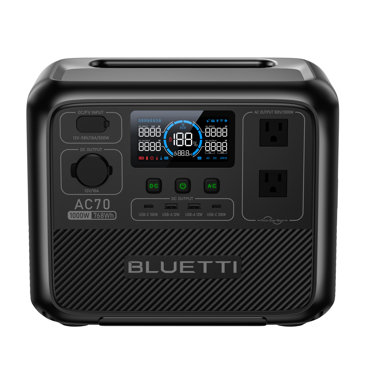 BLUETTI AC70 Portable Power Station | 1,000W, 768Wh