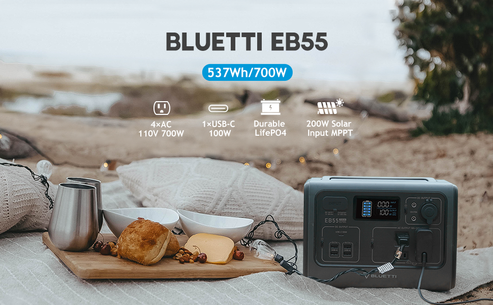 Refurbished BLUETTI EB55 Portable Power Station | 700W 537Wh