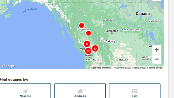 Check the BC Hydro Power Outage Map in Surrey, Today