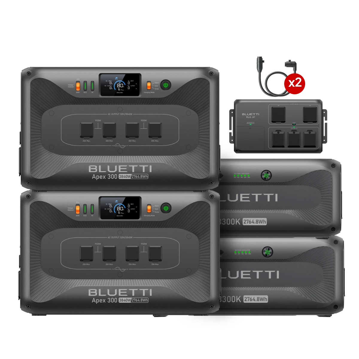 2*Apex 300+2*B300K+Hub A1 |  7,680W, 11,059.2Wh, Parallel Box