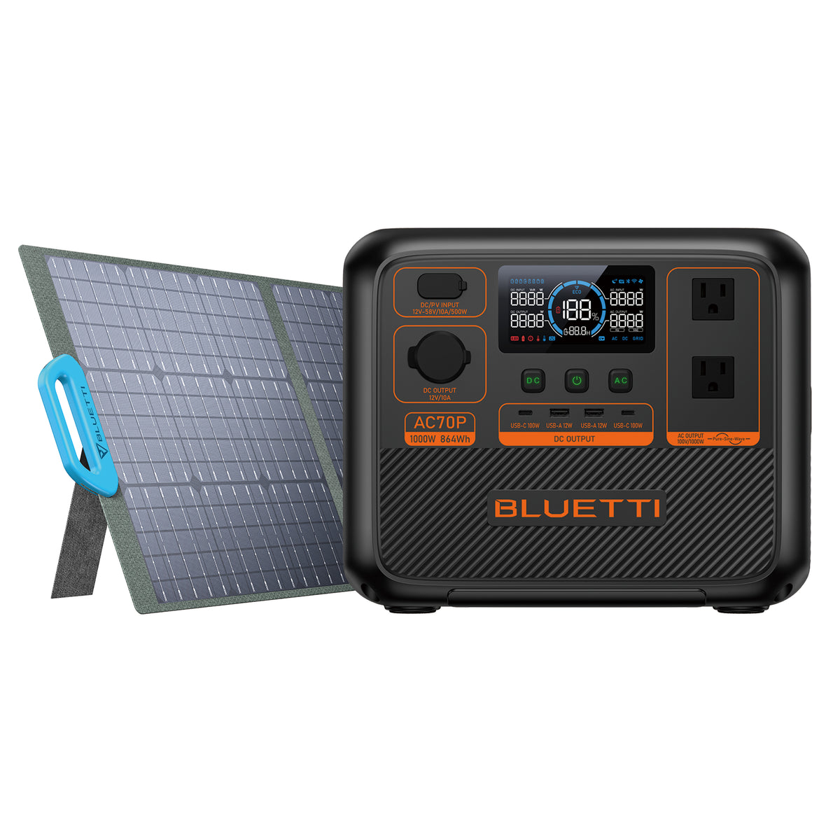 BLUETTI AC70P Portable Power Station | 1,000W 864Wh