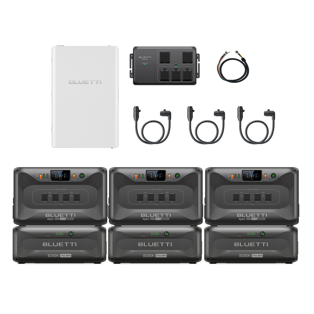 3*Apex 300+3*B300K+AT1+Hub A1 | 11,520W, 16,588.8Wh, Smart Distribution Panel, Parallel Box
