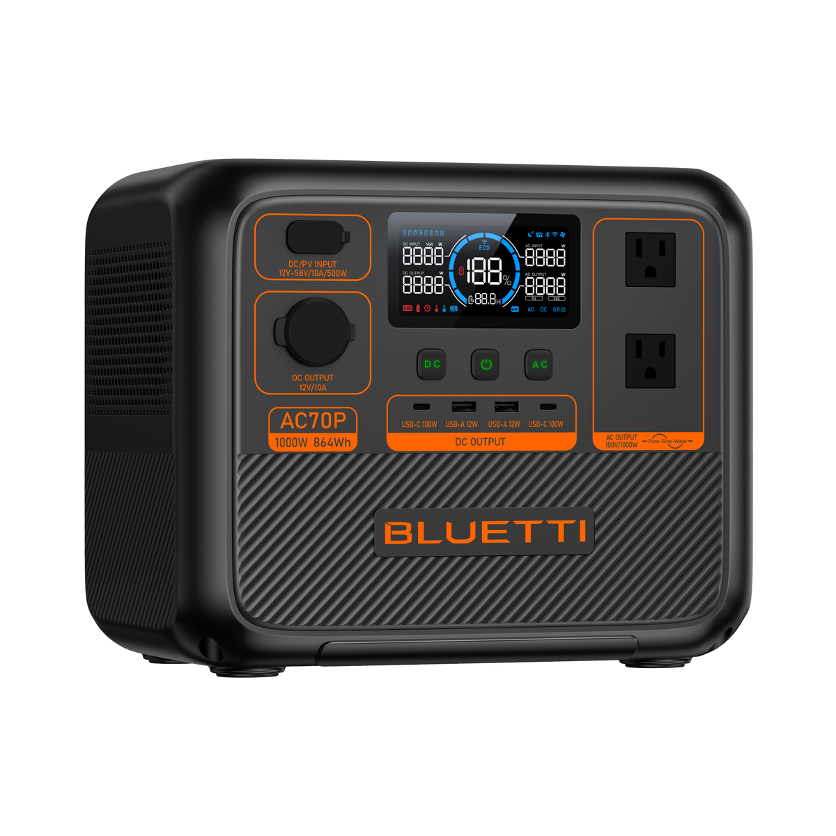 BLUETTI AC70P Portable Power Station | 1,000W 864Wh