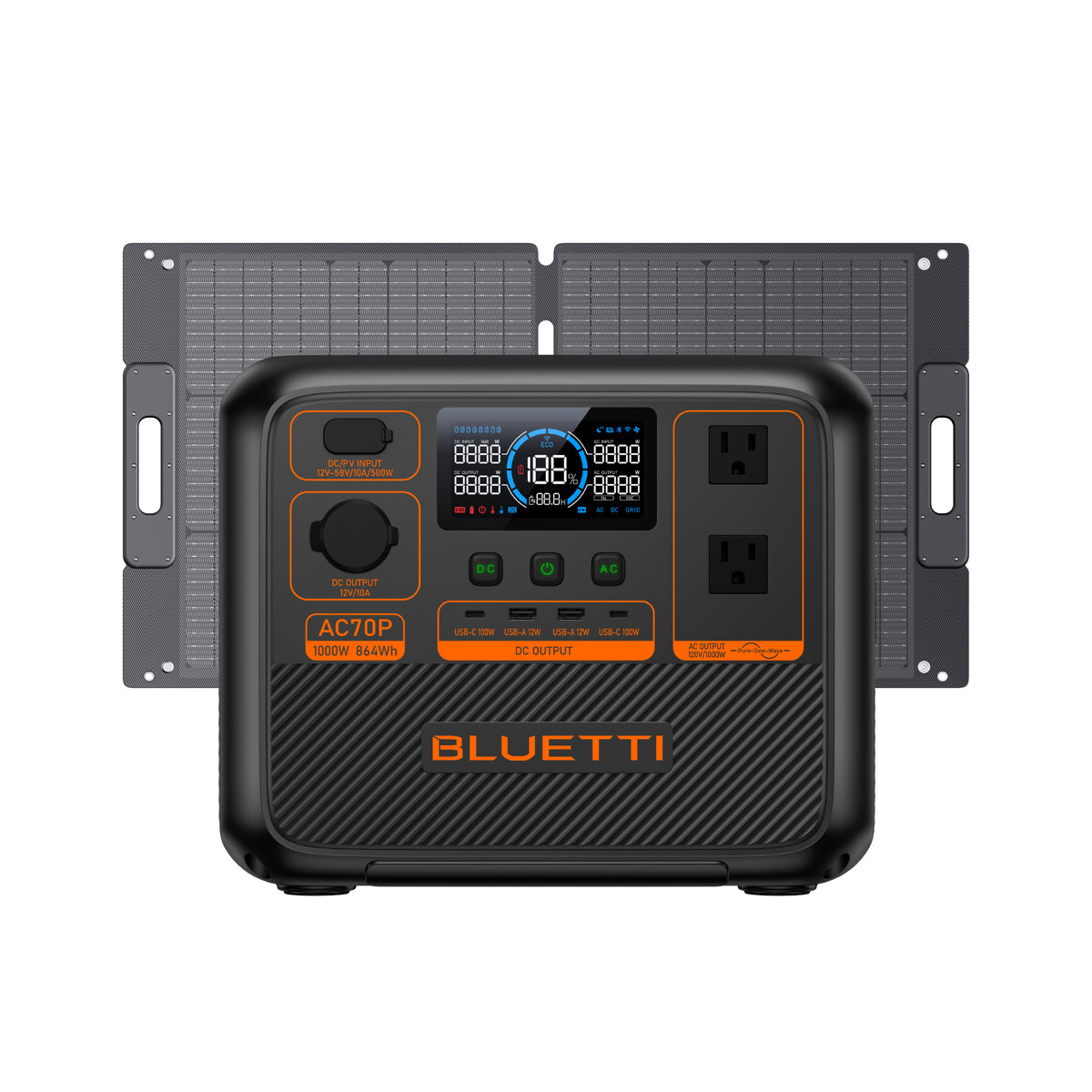 BLUETTI AC70P Portable Power Station | 1,000W 864Wh