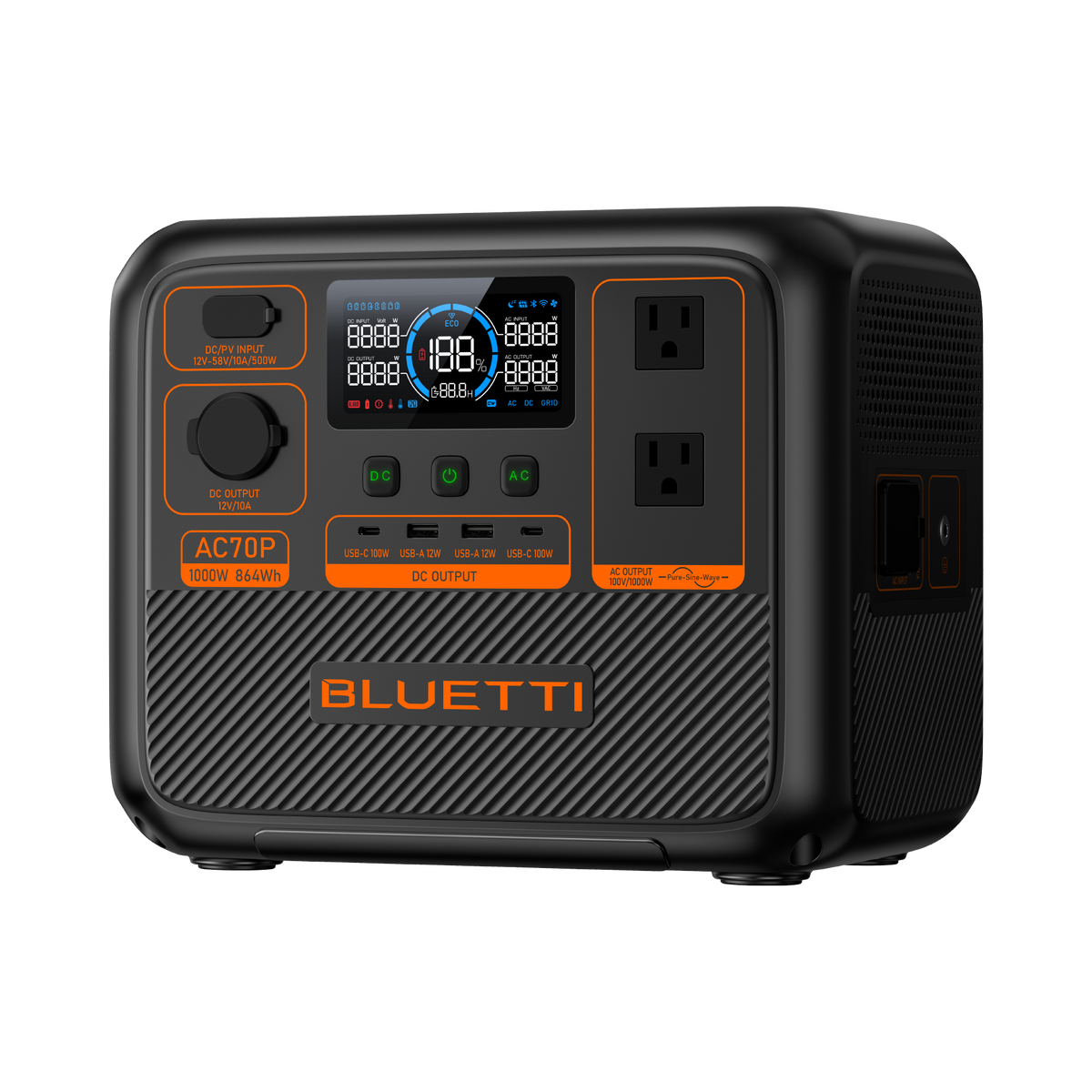 BLUETTI AC70P Portable Power Station | 1,000W 864Wh