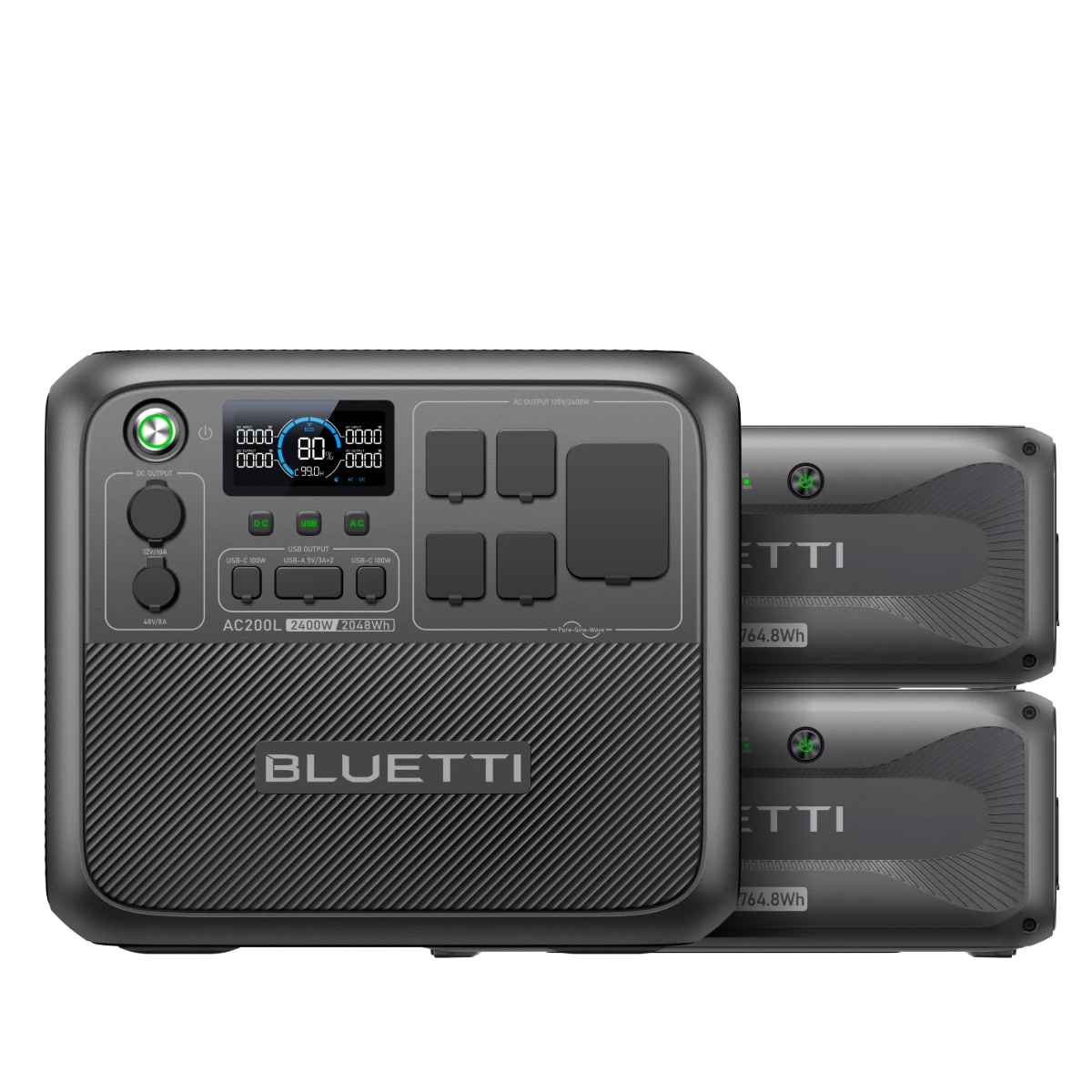 AC200L+2*B300K | 2,400W, 7,577.6Wh, Portable Power Station