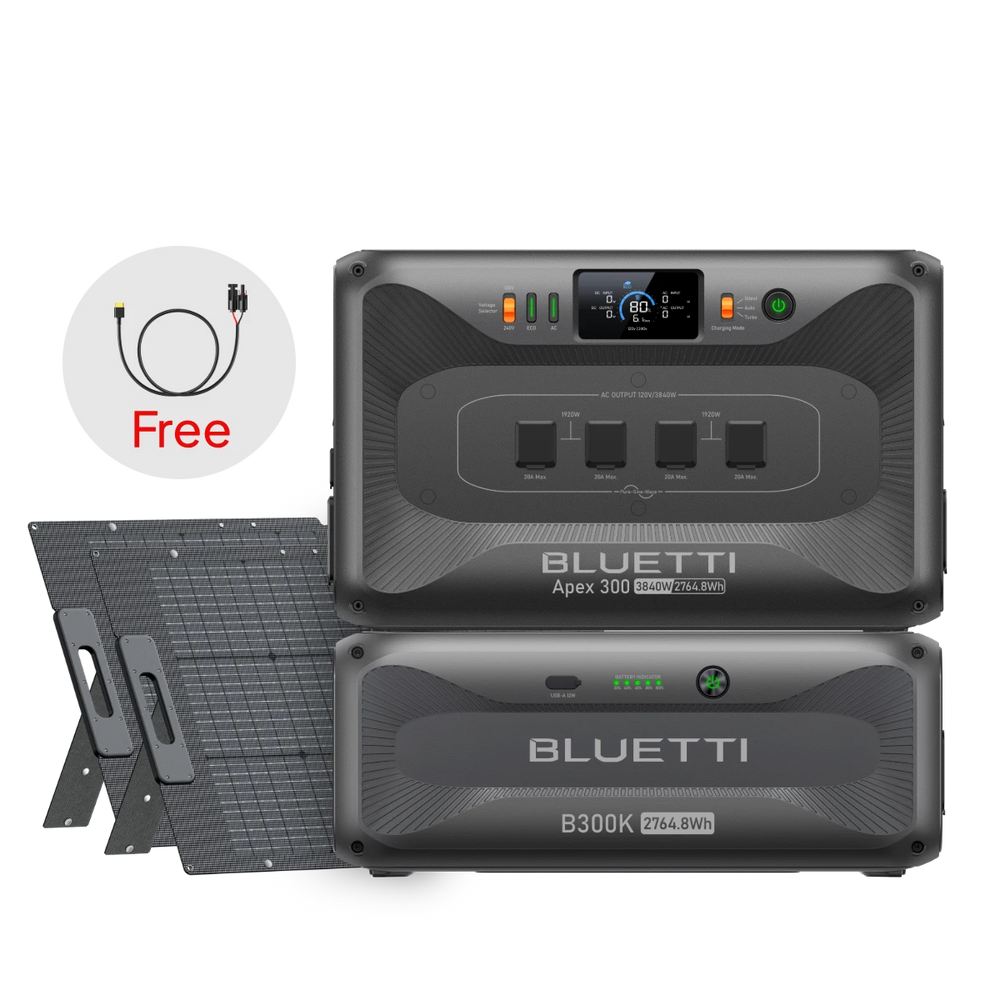 Apex 300+B300K+2*200W | 3,840W, 5,529.6Wh, 2*200W Solar Generator Kit