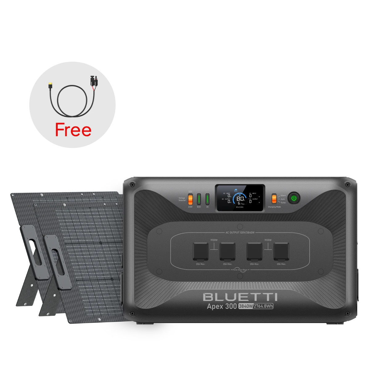 Apex 300+2*200W | 3,840W, 2,764.8Wh, 400W Solar Generator Kit