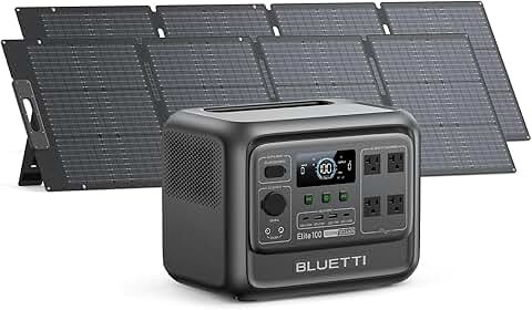 BLUETTI Elite 100 V2 (2025 New) Solar Generator, 1024Wh LFP Battery Backup w/ 4 1800W AC Outlets (3600W Surge)