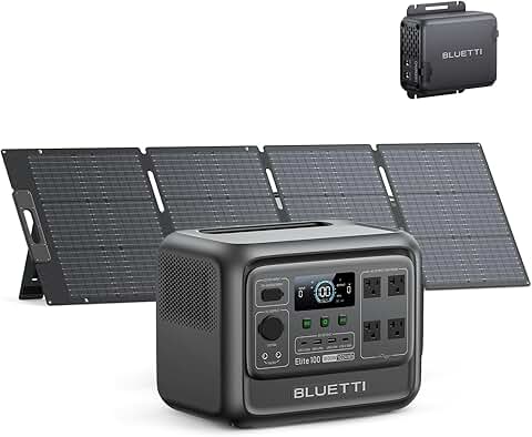 BLUETTI Elite 100 V2 (2025 New) Solar Generator, 1024Wh LFP Battery Backup w/ 4 1800W AC Outlets (3600W Surge)