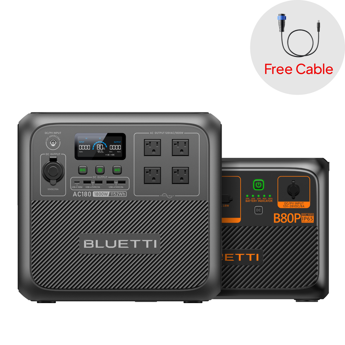 BLUETTI AC180 Solar Portable Power Station | 1,800W 1,152Wh