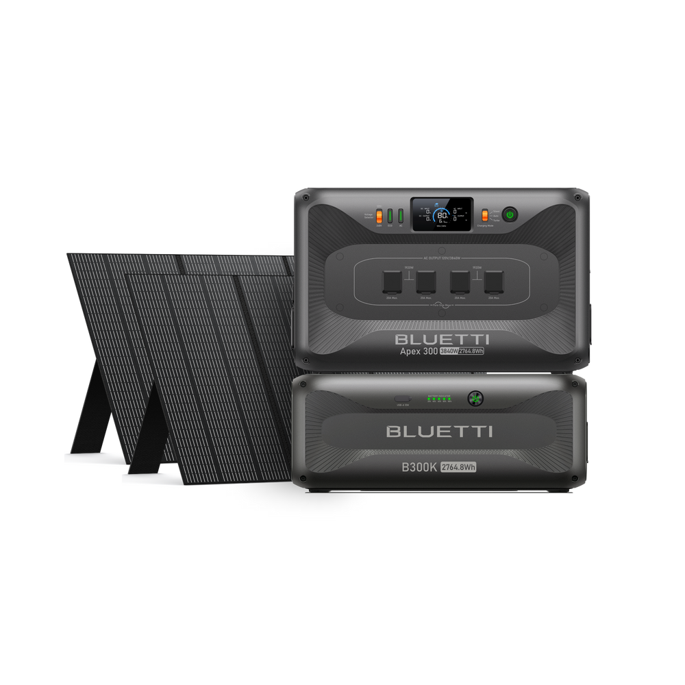 Apex 300+B300K+2*350W | 3,840W, 5,529.6Wh, 700W Solar Generator Kit