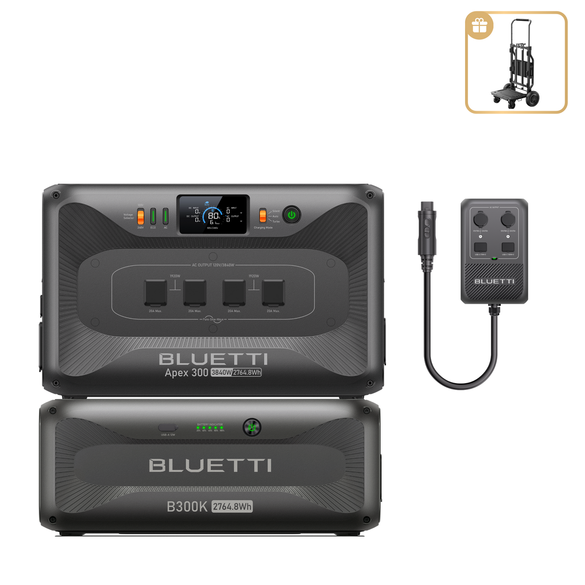 Apex 300+B300K+Hub D1 | 3,840W, 5,529.6Wh, 700W DC Power Hub