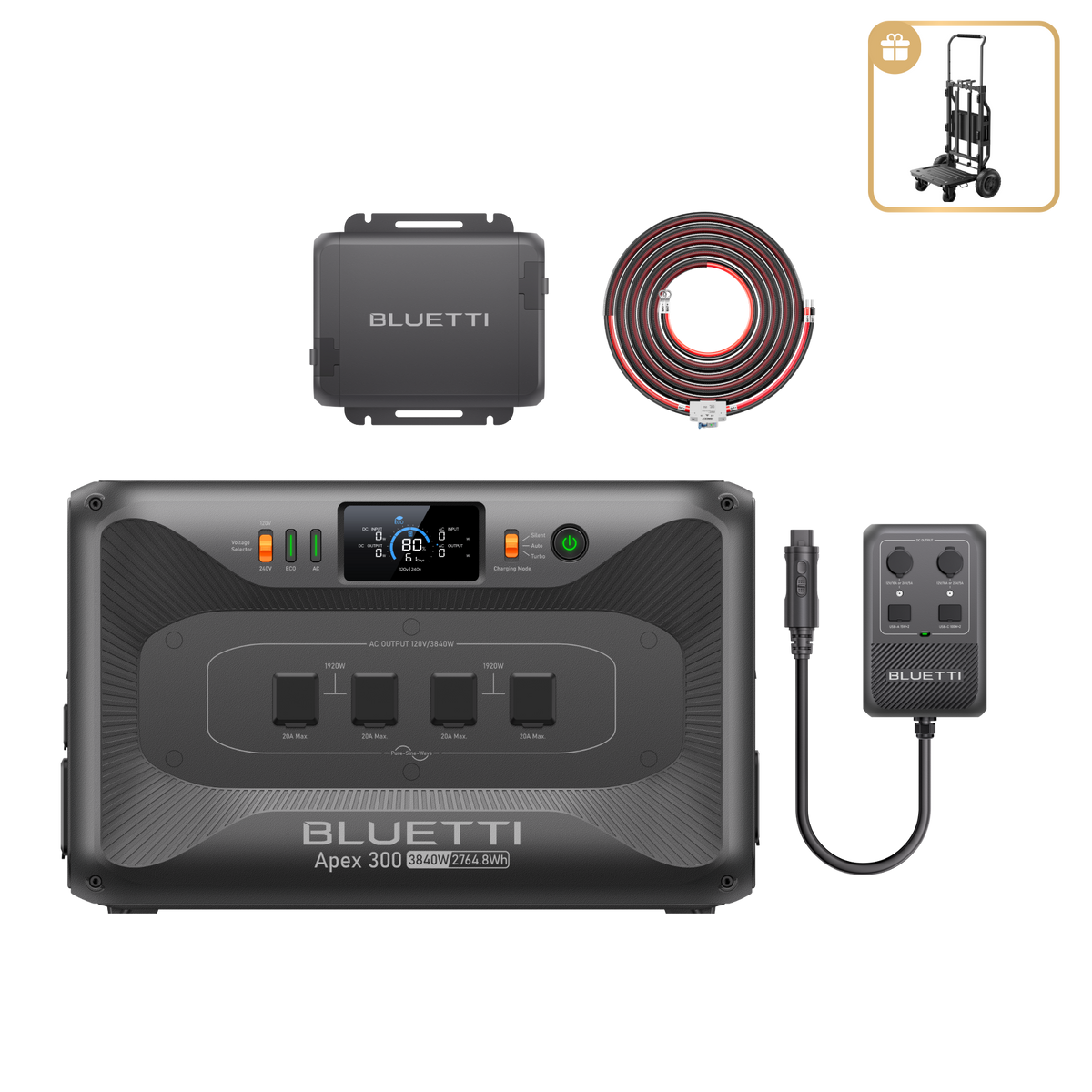 Apex 300+Charger 1+Hub D1 | 3,840W, 2,764.8Wh, 560W Charger, 700W DC Power Hub