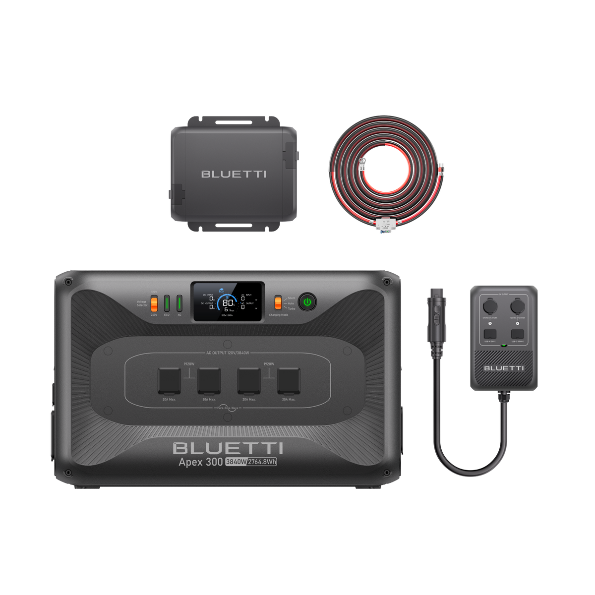 Apex 300+Charger 1+Hub D1 | 3,840W, 2,764.8Wh, 560W Charger, 700W DC Power Hub