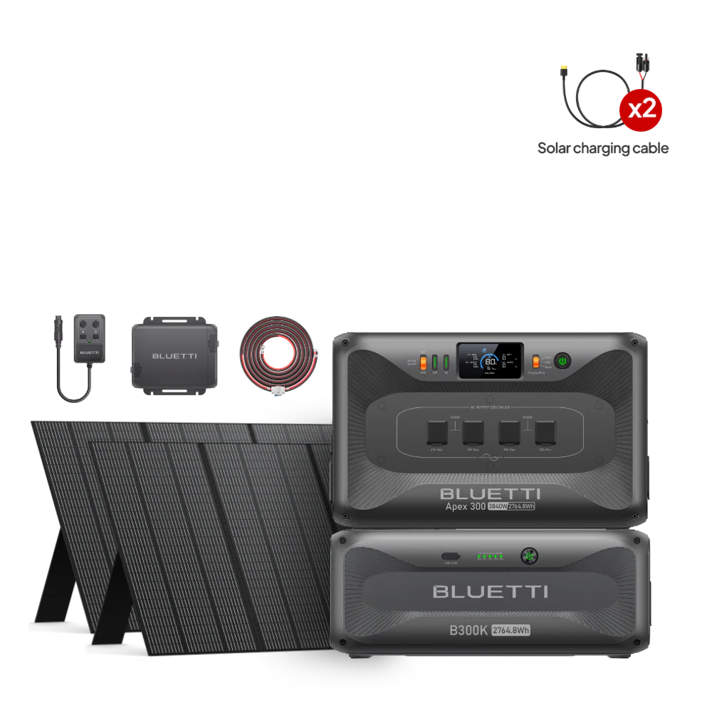 Apex 300+B300K+2*350W+Charger 1+Hub D1 | 3,840W, 5,529.6Wh, 700W Solar, 560W Charger