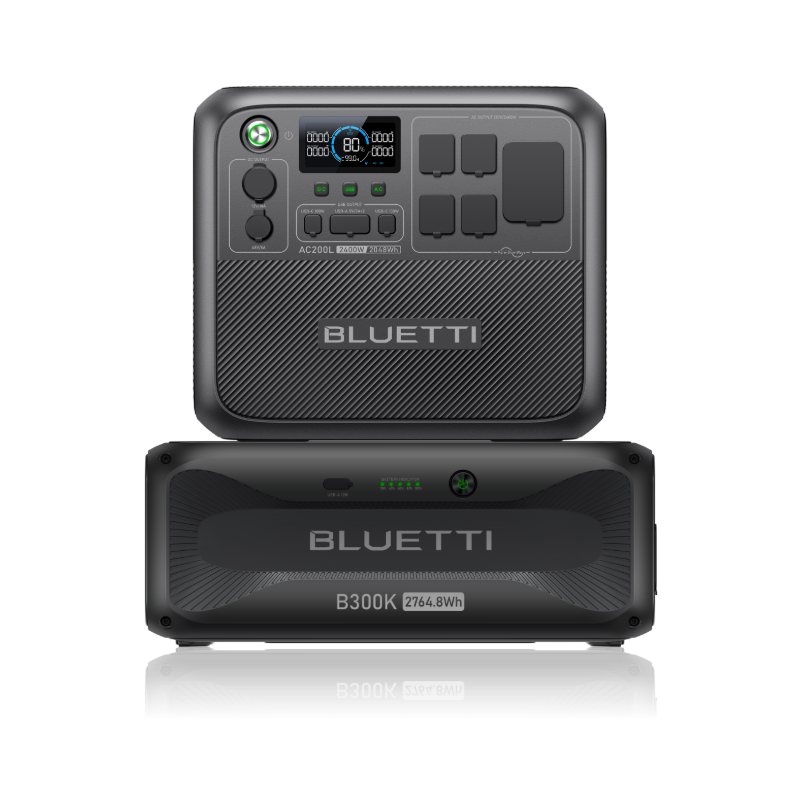 AC200L portable power station with B300K battery extension