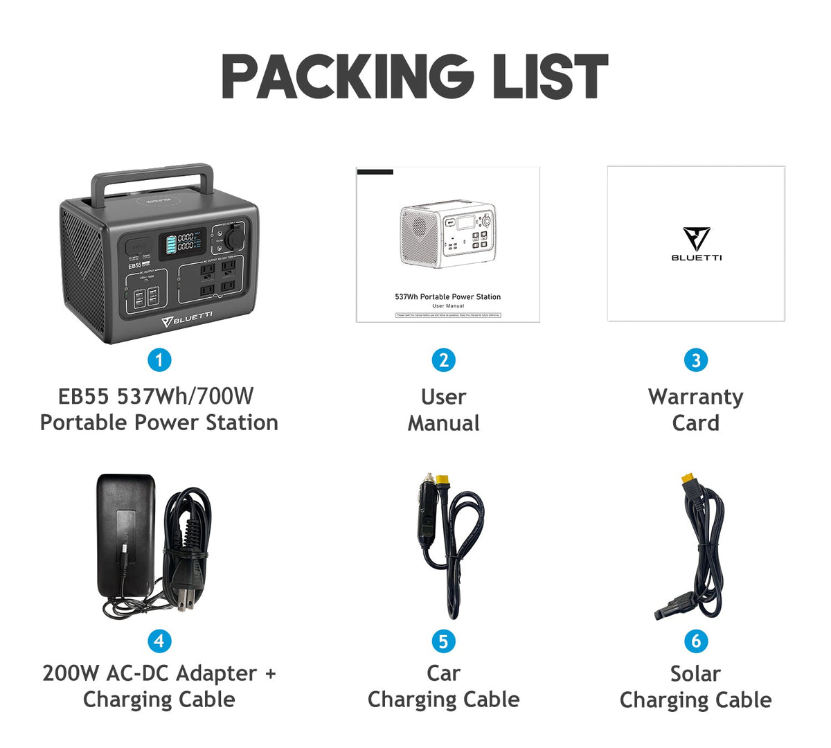 Centrale électrique portable BLUETTI EB55 remise à neuf | 700W 537Wh